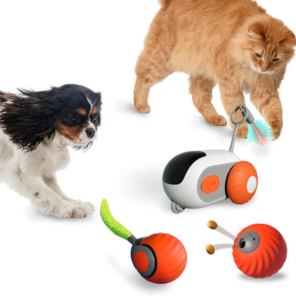 Intelligent Racing Car Remote-Controlled Electric Cat Toy Rat-Like Feather Cat Teaser Interactive Pet Plaything