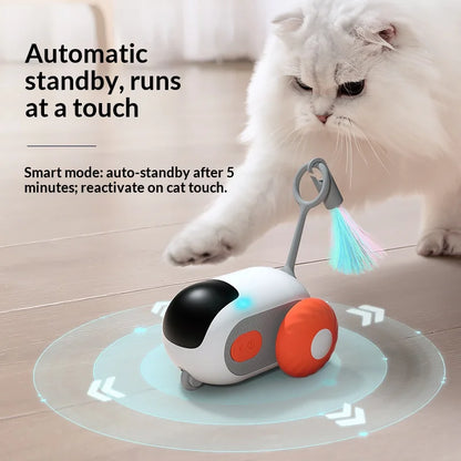 Intelligent Racing Car Remote-Controlled Electric Cat Toy Rat-Like Feather Cat Teaser Interactive Pet Plaything