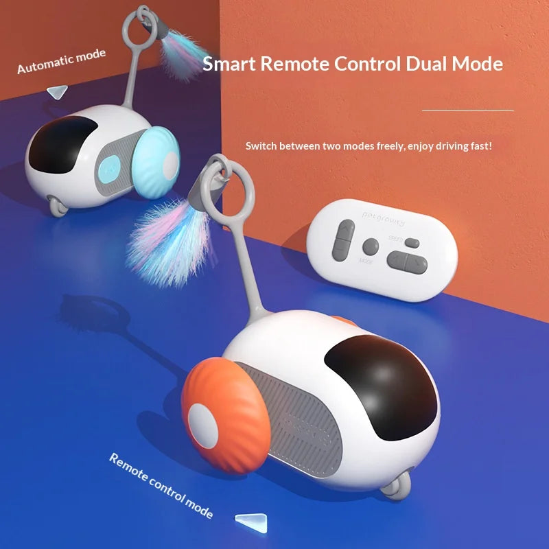 Intelligent Racing Car Remote-Controlled Electric Cat Toy Rat-Like Feather Cat Teaser Interactive Pet Plaything