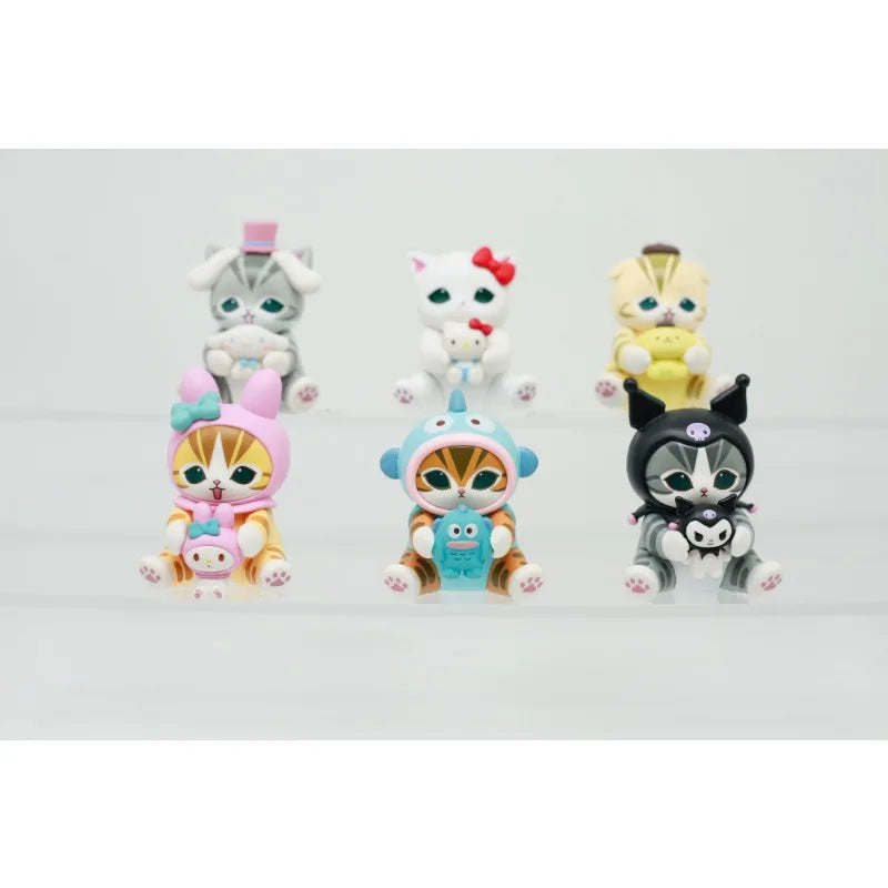 Mofusands Cats Blind Box Toys Sanrio Character Cartoon Melody Mystery Pudding Dog COS Dress Up Cute Cat Doll Toys Gifts