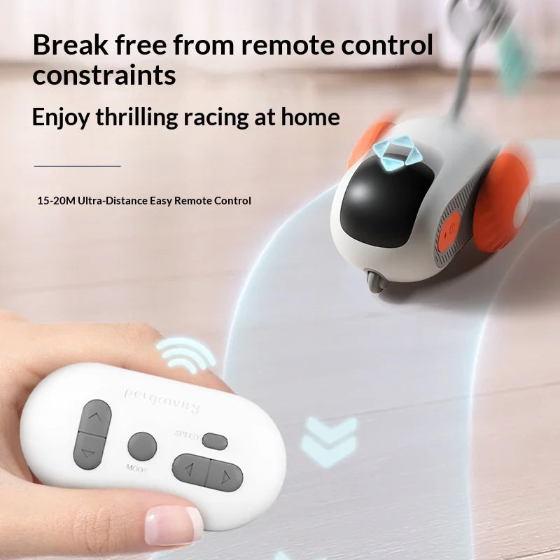 Intelligent Racing Car Remote-Controlled Electric Cat Toy Rat-Like Feather Cat Teaser Interactive Pet Plaything