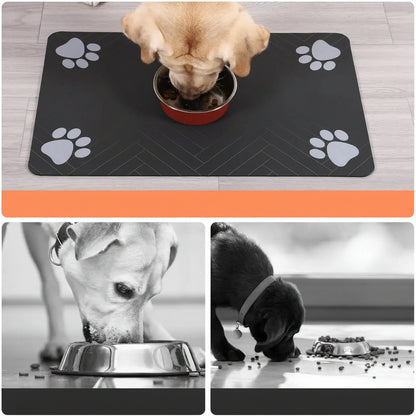 Pet Feeding Mat-Absorbent Pet Placemat for Food and Water Bowl, with Waterproof Rubber Backing, Quick Dry Water Mat for Dog Cat