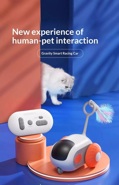 Intelligent Racing Car Remote-Controlled Electric Cat Toy Rat-Like Feather Cat Teaser Interactive Pet Plaything