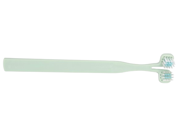 Mint green toothbrush on a white background